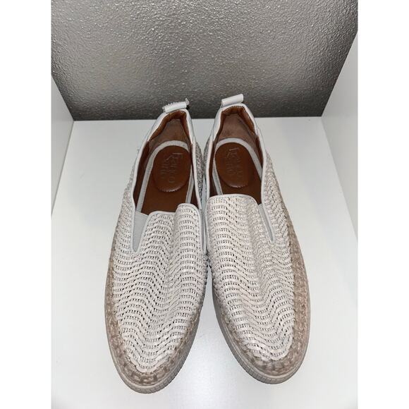 Franco Sarto Homer 2 White Leather Woven Platform Espadrille Sneakers / Loafers - Picture 3 of 12